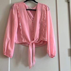 Baby pink V neck blouse